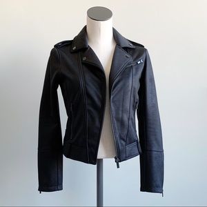 The Kooples Sport Coated Effect Soft Biker Moto Jacket Black Size XXS